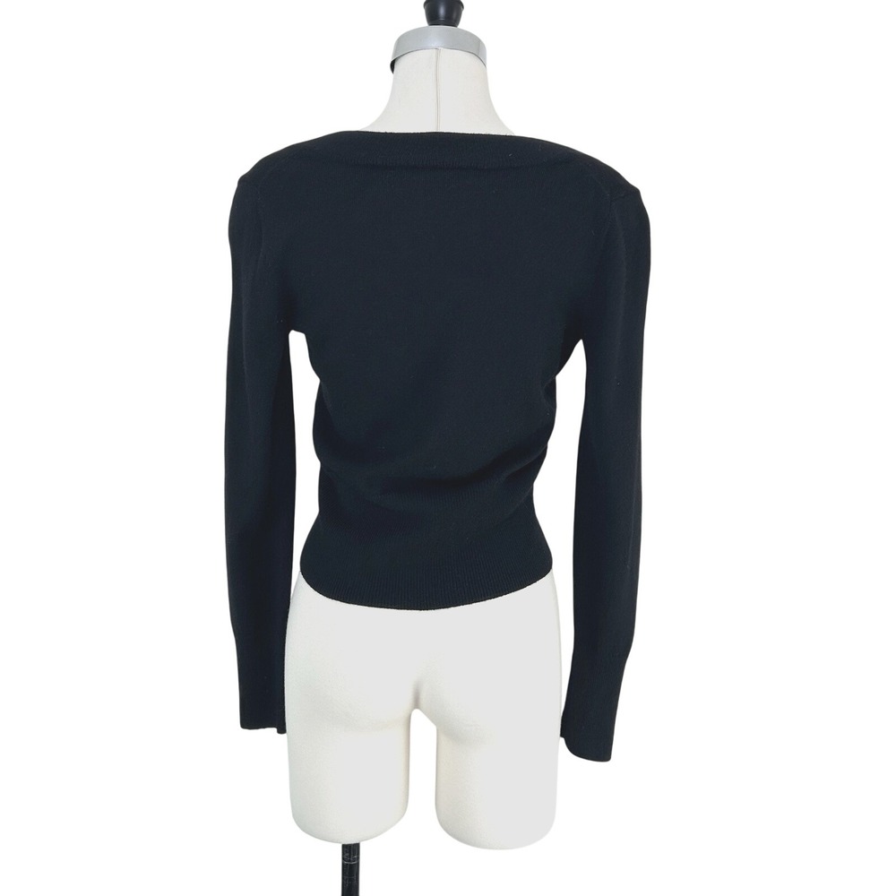 Banana Republic Short Cardigan Women's Medium Black Wool Crop Long Sleeve 00's - Picture 3 of 7